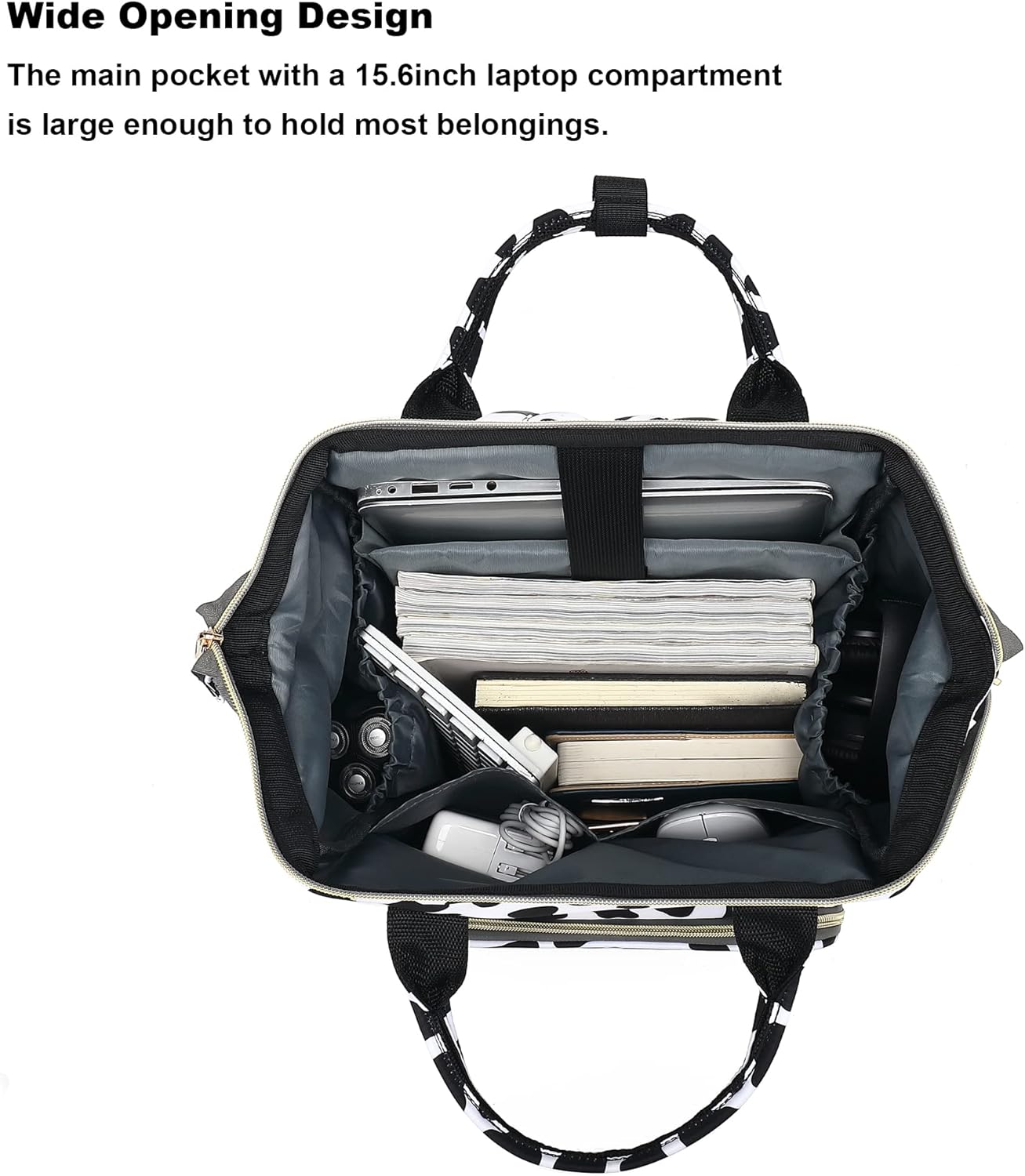 Cow Print Laptop Backpack for Women's Girls, College Backpacks.