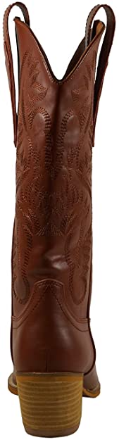 Women Knee High Western Style Stacked Heel Boots