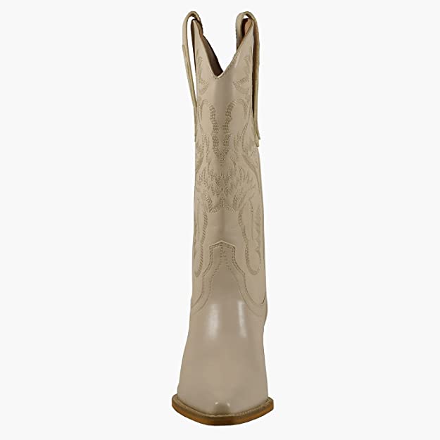 Women Knee High Western Style Stacked Heel Boots