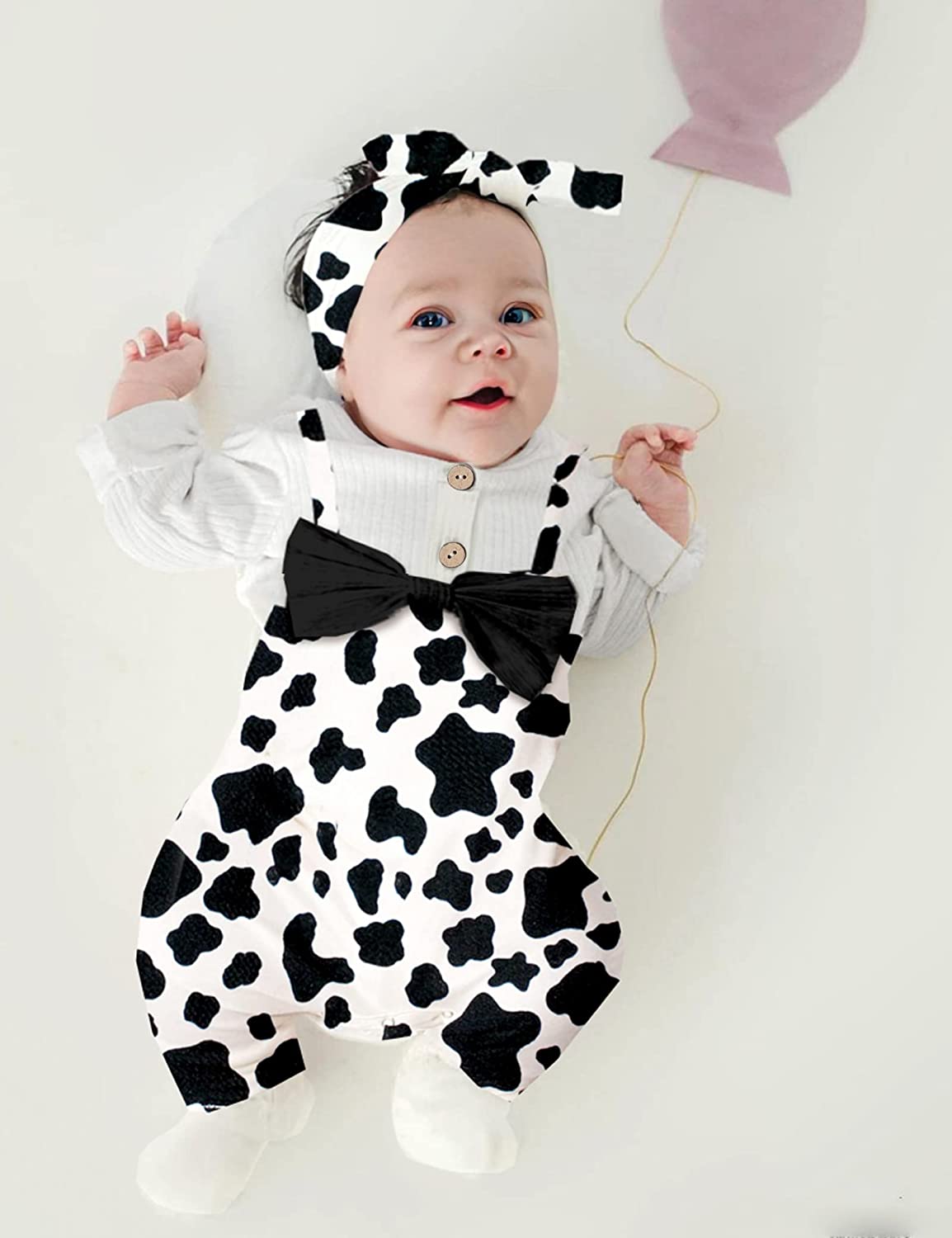 Baby Girl Clothes Long Sleeve Jumpsuit Cow Print Romper