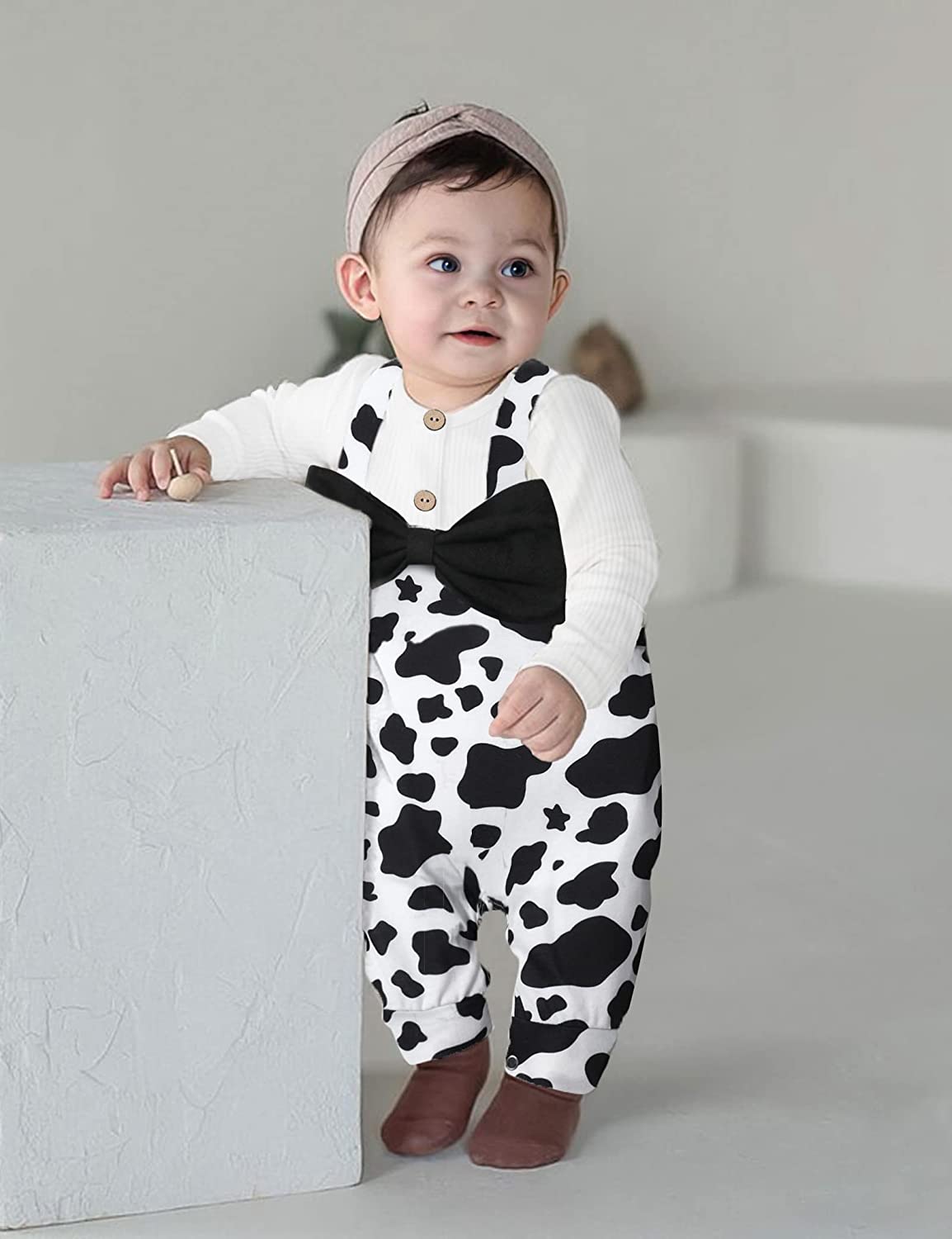 Baby Girl Clothes Long Sleeve Jumpsuit Cow Print Romper