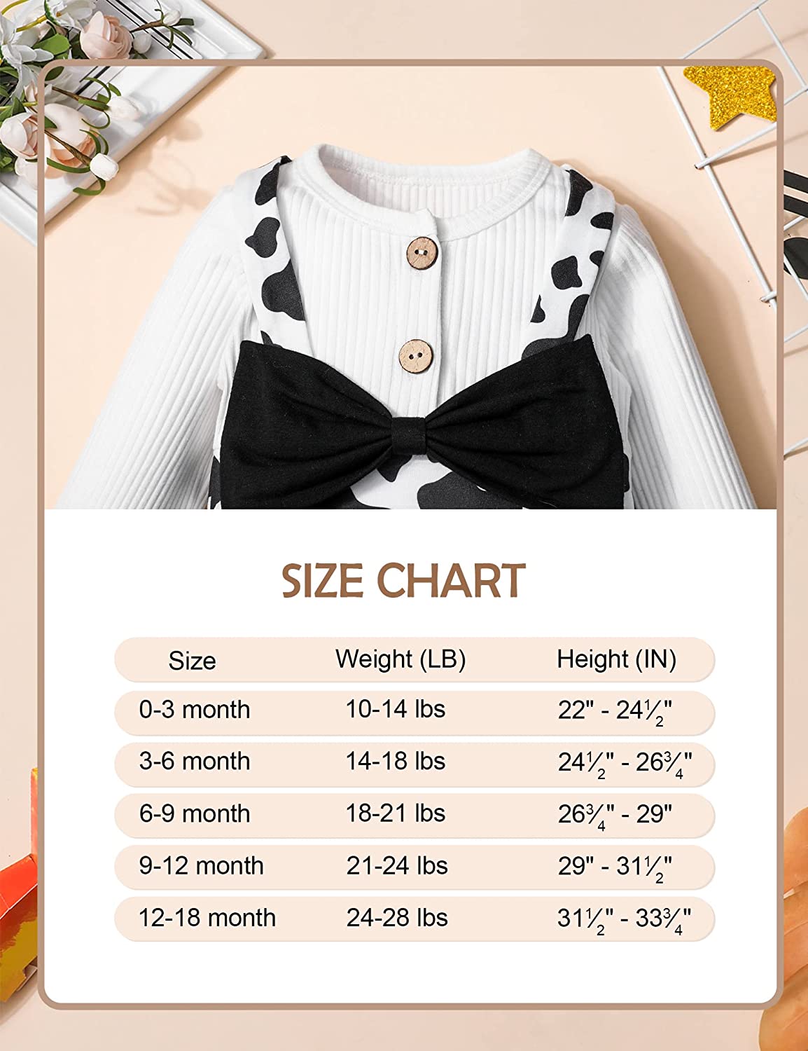 Baby Girl Clothes Long Sleeve Jumpsuit Cow Print Romper