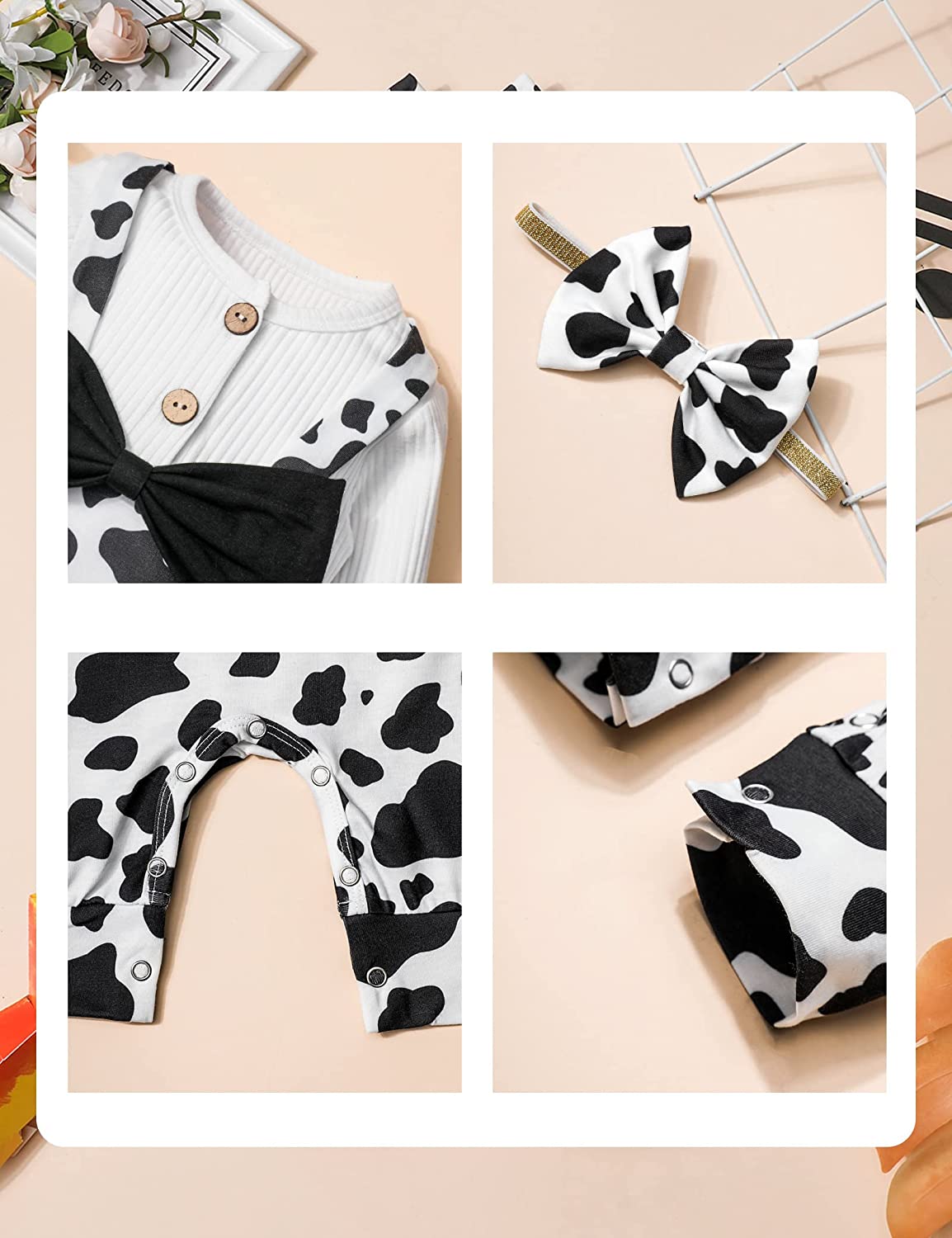 Baby Girl Clothes Long Sleeve Jumpsuit Cow Print Romper