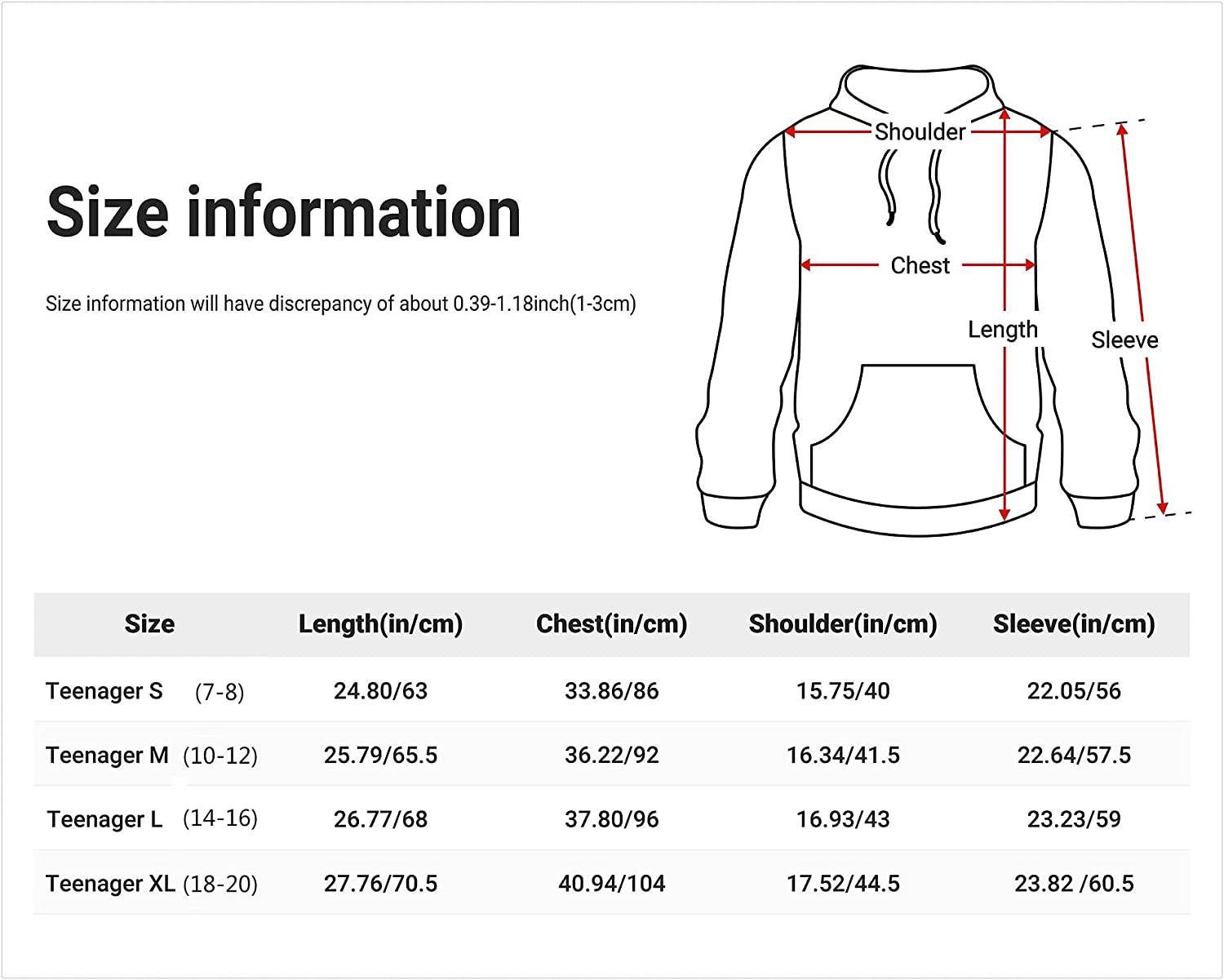 Hoodies Pullover Hooded with Pockets Sweatshirt Long Sleeve Tops for Teen Girls and Boys