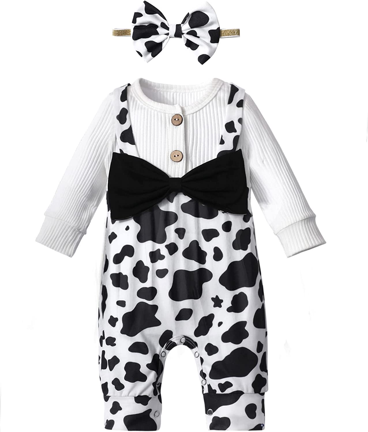 Baby Girl Clothes Long Sleeve Jumpsuit Cow Print Romper
