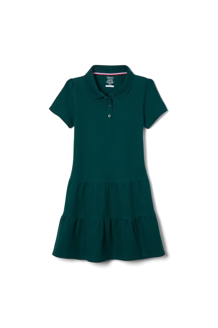 Short Sleeve Ruffle Piqué Polo Dress