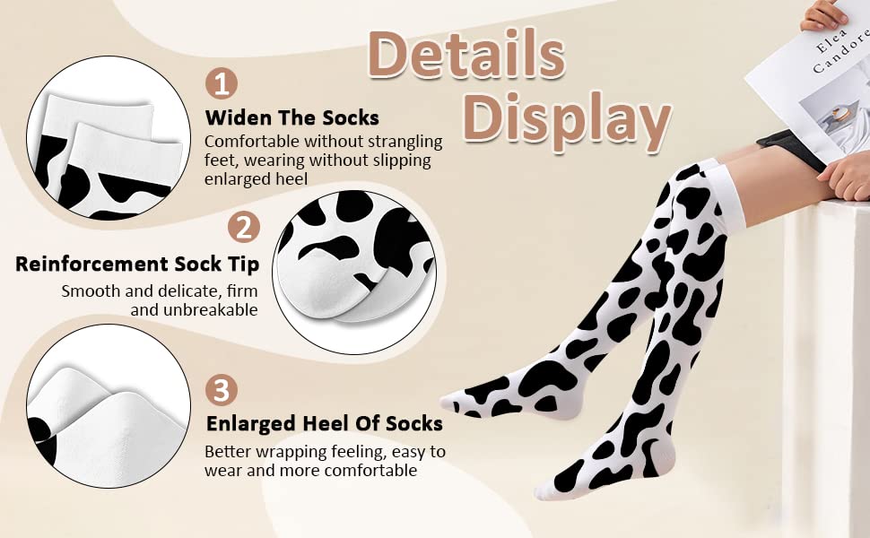 Knee High Cow Print Socks for Women