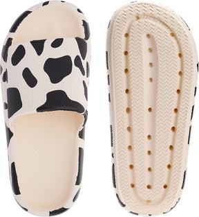 Cow Print Slippers for Women Non Slip Quick Drying Shower Slides