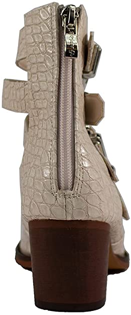 Womens Cow/Crocodile print Western style Buckle straps Mid Heel back zipper Ankle Booties