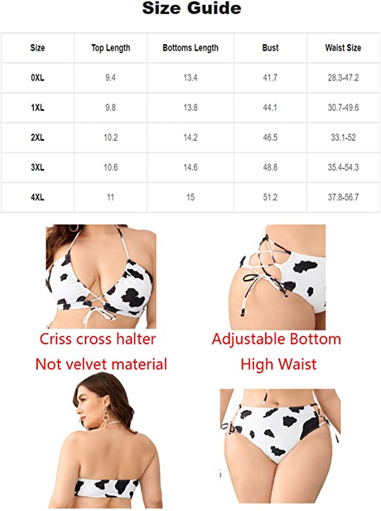 Women's Plus Size Cow Print 2 Piece Swimsuit
