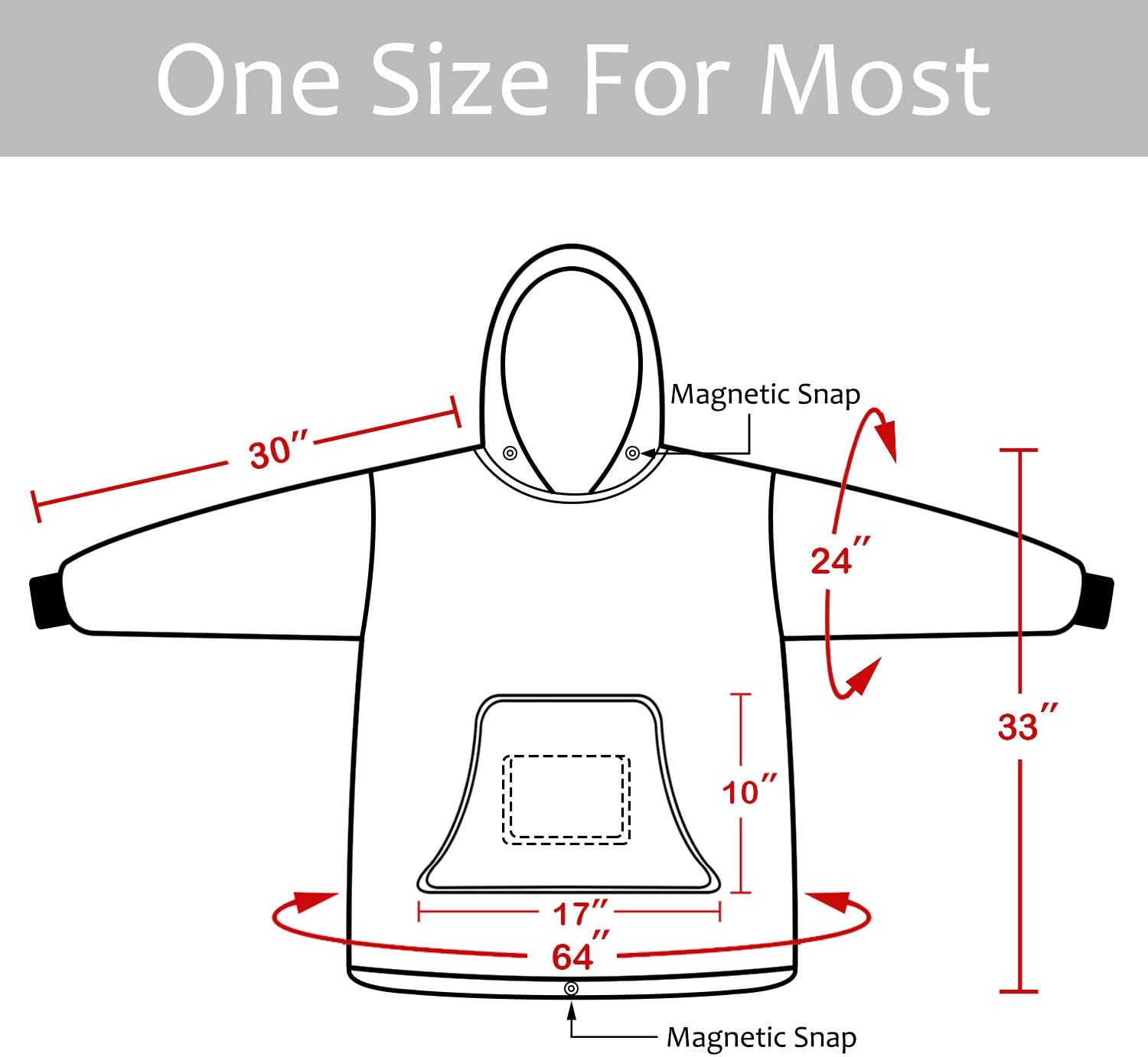 One Size Blanket Sweatshirt, Super Soft Warm for Teens, Boys, Girls, Youth, Kids (7-15yr)