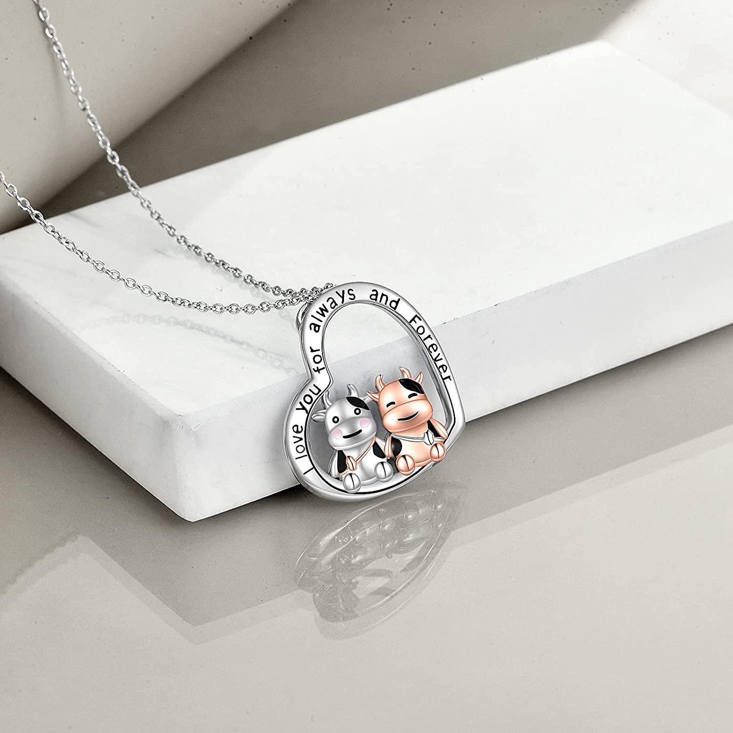 925 Sterling Silver Cow Pendant Necklaces