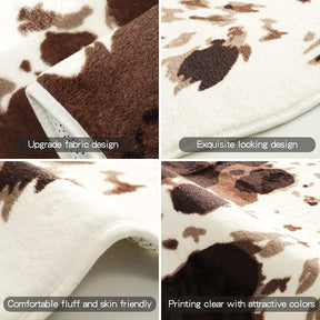 Fluffy Cow Print Rug Faux Cowhide Rugs for Living Room Bedroom