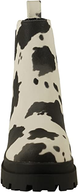 Cow Print Women Chelsea Boots Elastic Side Slip-on Lug Sole Platform Chunky Boot