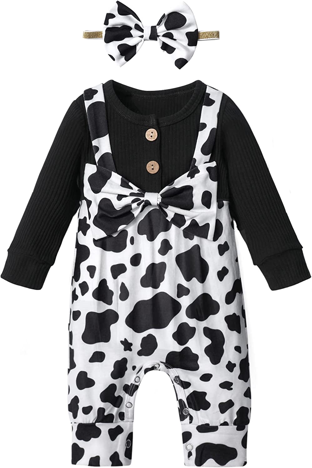 Baby Girl Clothes Long Sleeve Jumpsuit Cow Print Romper