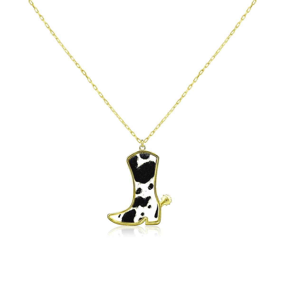 Cow Boots Cow Print Necklace