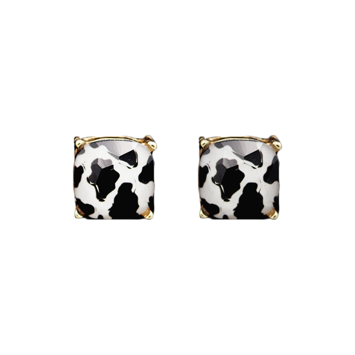 Jewel Statement Cow Print Stud Earrings