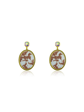 Cow Print Dangle Earrings with Stones