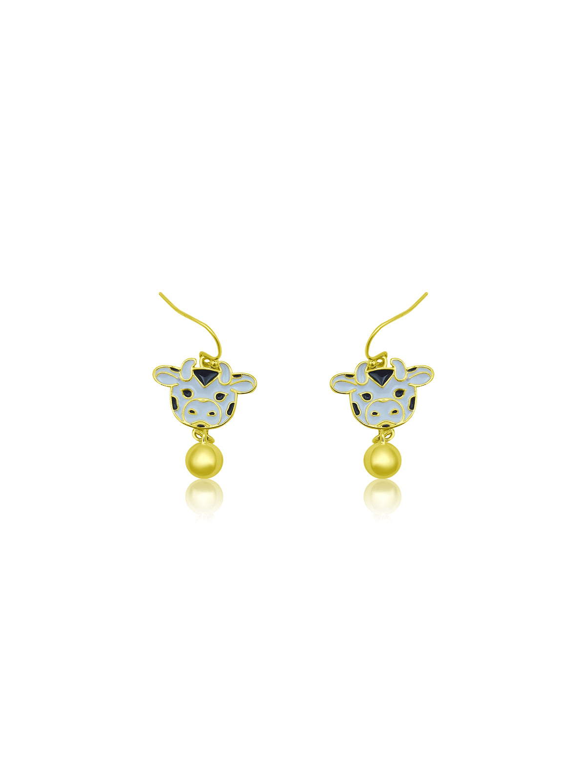 Moo Cow Dangle Earrings with Hanging Liberty Bell